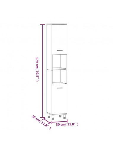 Set Mobili da Bagno 3 pz Rovere Fumo in Legno Multistrato
