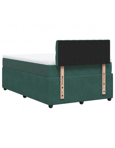 Giroletto a Molle con Materasso Verde Scuro 120x200 cm Velluto