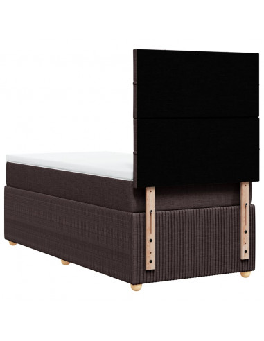 Giroletto a Molle con Materasso Marrone Scuro 90x200 cm Tessuto