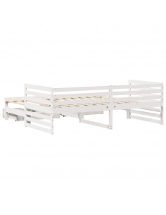 Dormeuse con Cassetti Bianco 90x200 cm Legno Massello di Pino 2