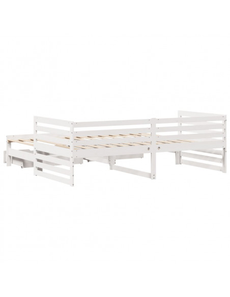 Dormeuse con Cassetti Bianco 90x200 cm Legno Massello di Pino