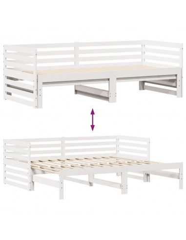 Dormeuse con Cassetti Bianco 90x200 cm Legno Massello di Pino