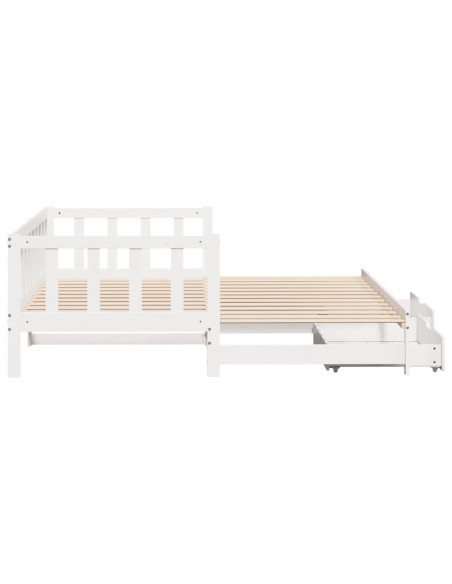 Dormeuse Letto Estraibile e Cassetti Bianca 80x200cm Legno Pino