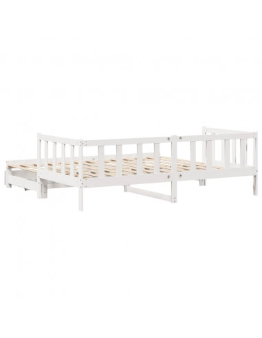 Dormeuse Letto Estraibile e Cassetti Bianca 80x200cm Legno Pino