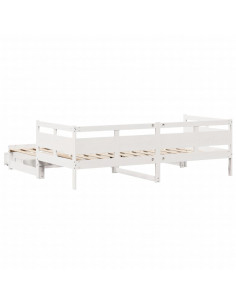 Dormeuse Letto Estraibile e Cassetti Bianca 80x200cm Legno Pino