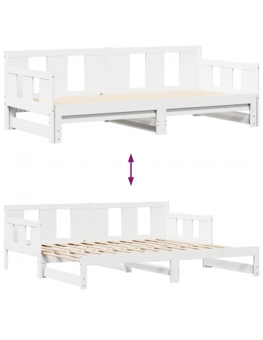 Dormeuse Letto Estraibile e Cassetti Bianca 80x200cm Legno Pino