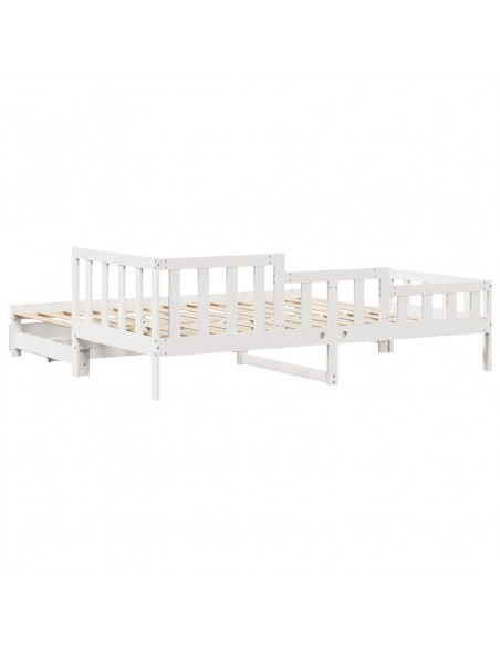 Dormeuse Letto Estraibile e Cassetti Bianca 80x200cm Legno Pino