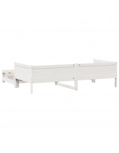 Dormeuse Letto Estraibile e Cassetti Bianca 80x200cm Legno Pino