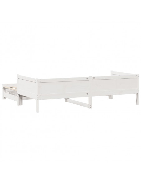 Dormeuse Letto Estraibile e Cassetti Bianca 80x200cm Legno Pino
