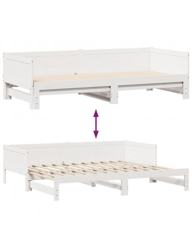 Dormeuse Letto Estraibile e Cassetti Bianca 80x200cm Legno Pino