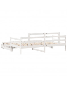 Dormeuse Letto Estraibile e Cassetti Bianca 80x200cm Legno Pino