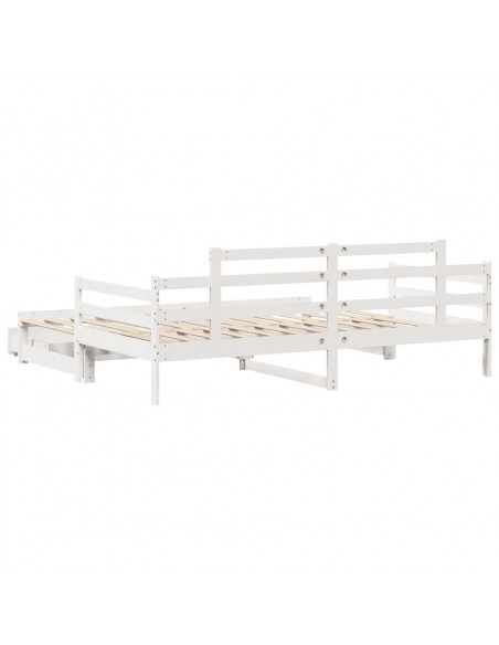 Dormeuse Letto Estraibile e Cassetti Bianca 80x200cm Legno Pino