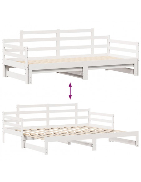 Dormeuse Letto Estraibile e Cassetti Bianca 80x200cm Legno Pino