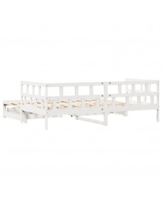 Dormeuse Letto Estraibile e Cassetti Bianca 80x200cm Legno Pino