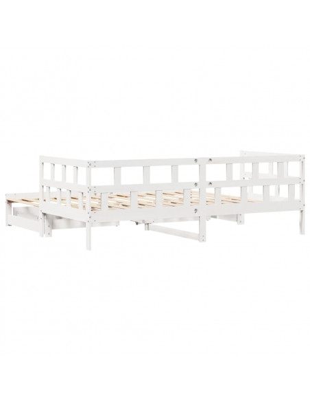 Dormeuse Letto Estraibile e Cassetti Bianca 80x200cm Legno Pino