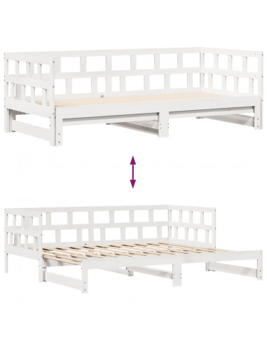 Dormeuse Letto Estraibile e Cassetti Bianca 80x200cm Legno Pino