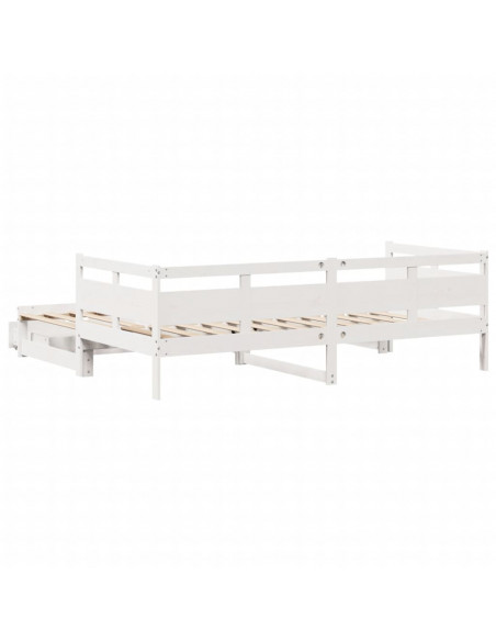 Dormeuse Letto Estraibile e Cassetti Bianco 90x200cm Legno Pino