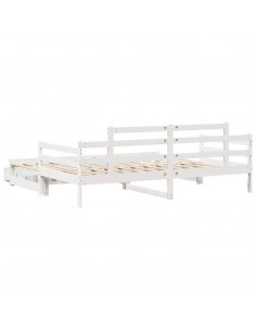 Dormeuse Letto Estraibile e Cassetti Bianco 90x200cm Legno Pino