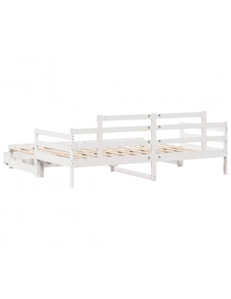 Dormeuse Letto Estraibile e Cassetti Bianco 90x200cm Legno Pino