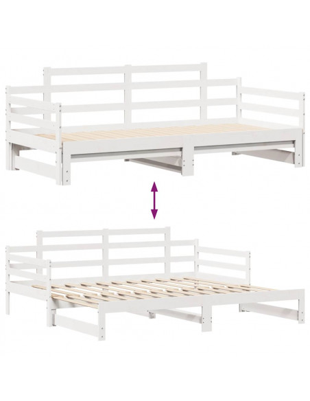 Dormeuse Letto Estraibile e Cassetti Bianco 90x200cm Legno Pino