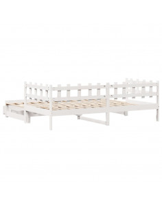 Dormeuse Letto Estraibile e Cassetti Bianco 90x200cm Legno Pino