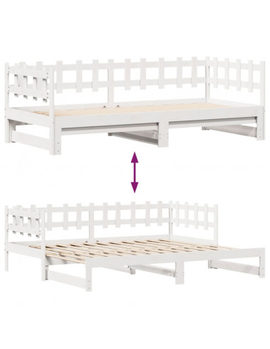 Dormeuse Letto Estraibile e Cassetti Bianco 90x200cm Legno Pino