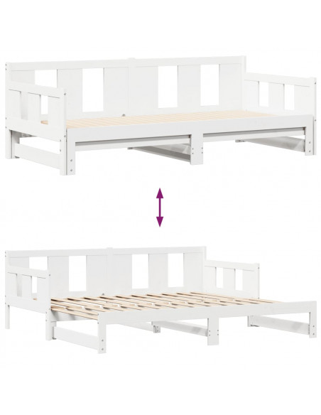 Dormeuse Letto Estraibile e Cassetti Bianco 90x200cm Legno Pino