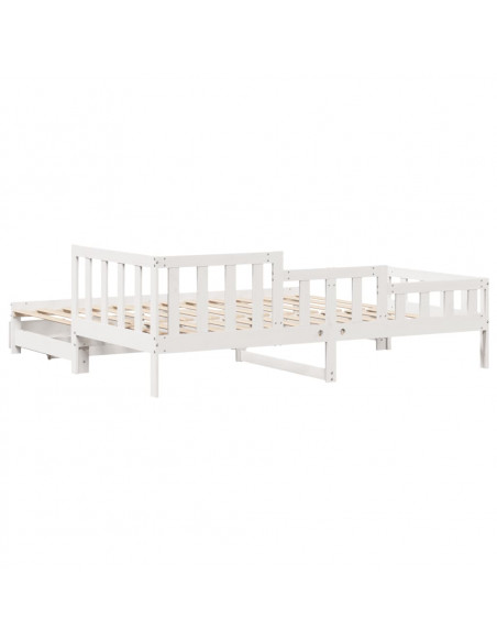 Dormeuse Letto Estraibile e Cassetti Bianco 90x200cm Legno Pino