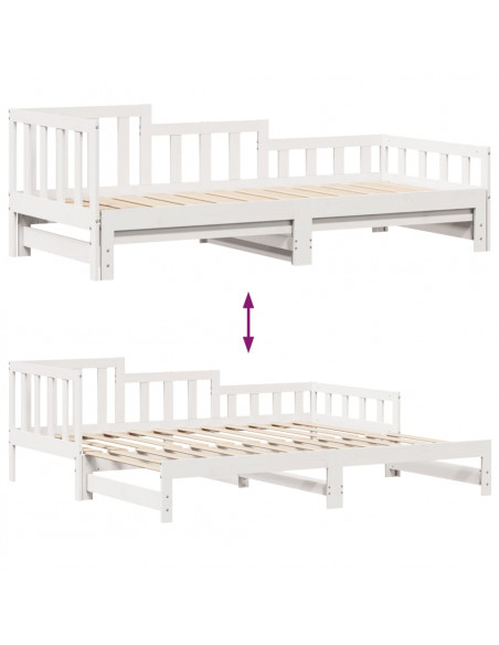 Dormeuse Letto Estraibile e Cassetti Bianco 90x200cm Legno Pino