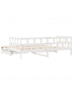 Dormeuse Letto Estraibile e Cassetti Bianco 90x200cm Legno Pino