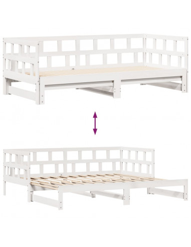 Dormeuse Letto Estraibile e Cassetti Bianco 90x200cm Legno Pino