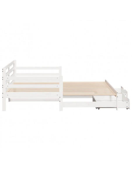 Dormeuse Letto Estraibile e Cassetti Bianco 90x200cm Legno Pino