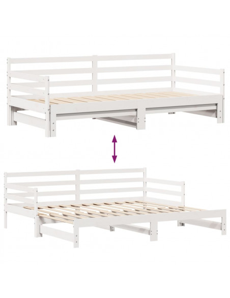 Dormeuse Letto Estraibile e Cassetti Bianco 90x200cm Legno Pino