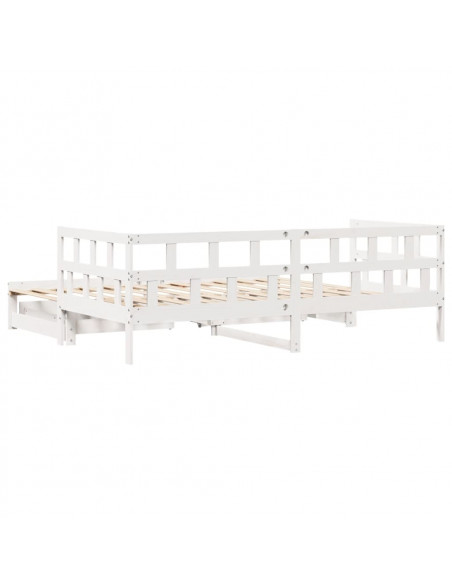 Dormeuse Letto Estraibile e Cassetti Bianco 90x200cm Legno Pino