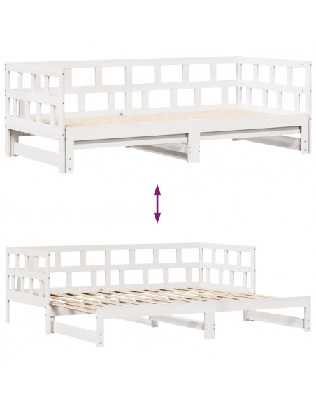 Dormeuse Letto Estraibile e Cassetti Bianco 90x200cm Legno Pino