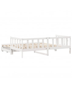 Dormeuse Letto Estraibile e Cassetti Bianco 90x200cm Legno Pino 2