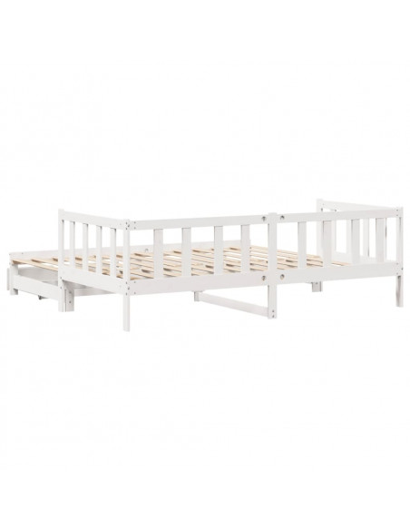 Dormeuse Letto Estraibile e Cassetti Bianco 90x200cm Legno Pino