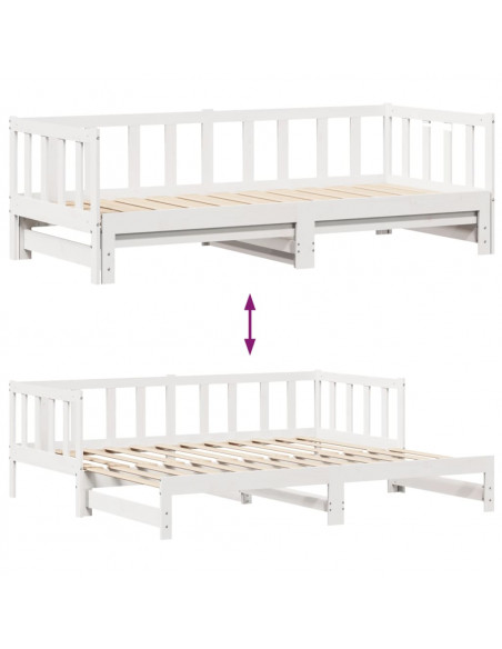 Dormeuse Letto Estraibile e Cassetti Bianco 90x200cm Legno Pino
