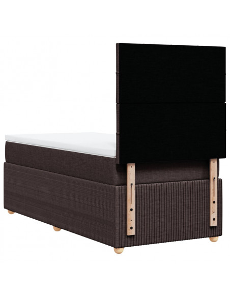 Giroletto a Molle con Materasso Marrone Scuro 90x190cm Tessuto