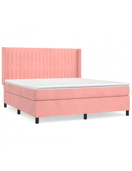 Giroletto a Molle con Materasso Rosa 160x200 cm in Velluto
