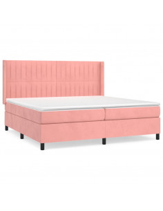 Giroletto a Molle con Materasso Rosa 200x200 cm in Velluto