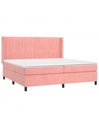 Giroletto a Molle con Materasso Rosa 200x200 cm in Velluto