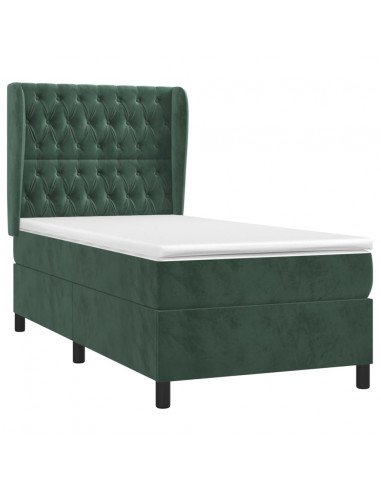 Giroletto a Molle con Materasso Verde Scuro 100x200 cm Velluto