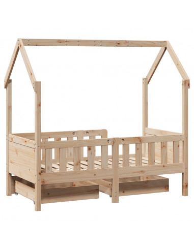 Giroletto Bambini con Cassetti 70x140 cm Legno Massello di Pino