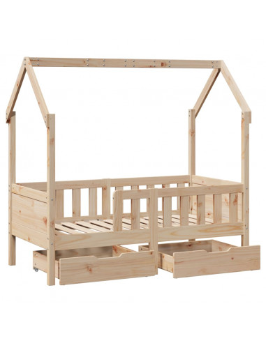 Giroletto Bambini con Cassetti 70x140 cm Legno Massello di Pino