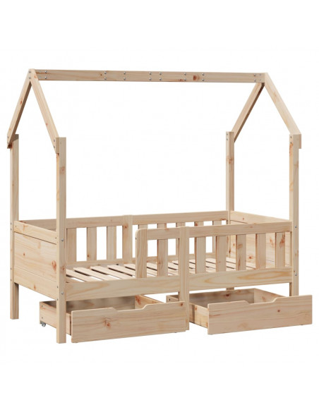 Giroletto Bambini con Cassetti 70x140 cm Legno Massello di Pino