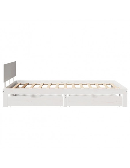 Giroletto con Cassetti Bianco 120x190 cm Legno Massello di Pino