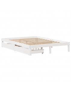 Giroletto con Cassetti Bianco 120x190 cm Legno Massello di Pino 2