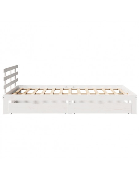 Giroletto con Cassetti Bianco 140x190 cm Legno Massello di Pino