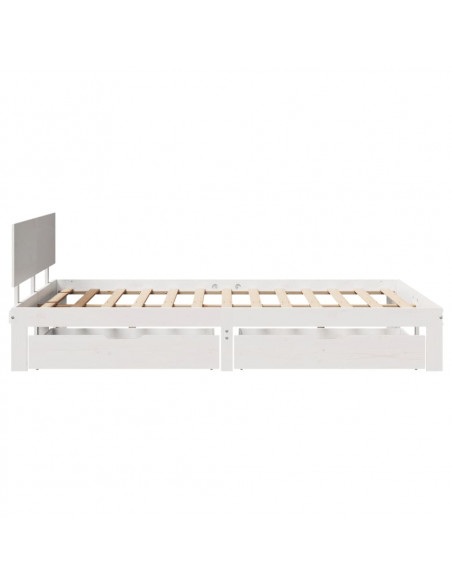 Giroletto con Cassetti Bianco 140x190 cm Legno Massello di Pino
